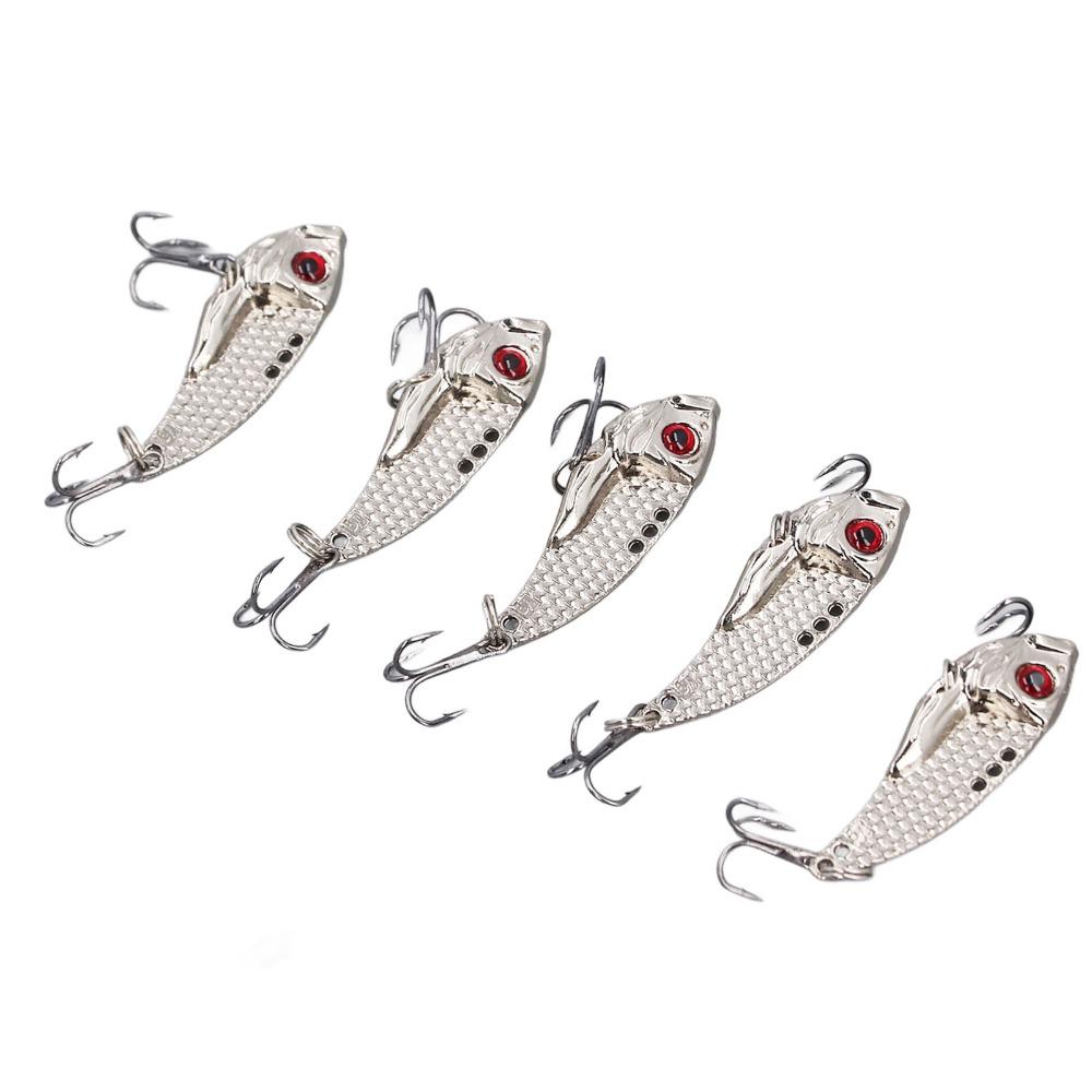 5PCS Metal Fishing Blade Lure VIB Spinner Spoon Lures Durable Fishing Lures For Walleye