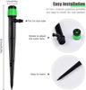 50x goutteurs micro-aspersion 360° réglables pour tuyau 4-6 mm – vert, 13 cm, débit ajustable