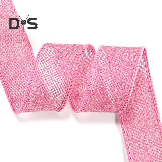 4 Rolls Colored Ribbon 5m Burlap Wired Ribbons Color-Fast Craft Ribbon Accessories for Easter Wreath Gift Wrapping Wedding Bouquets