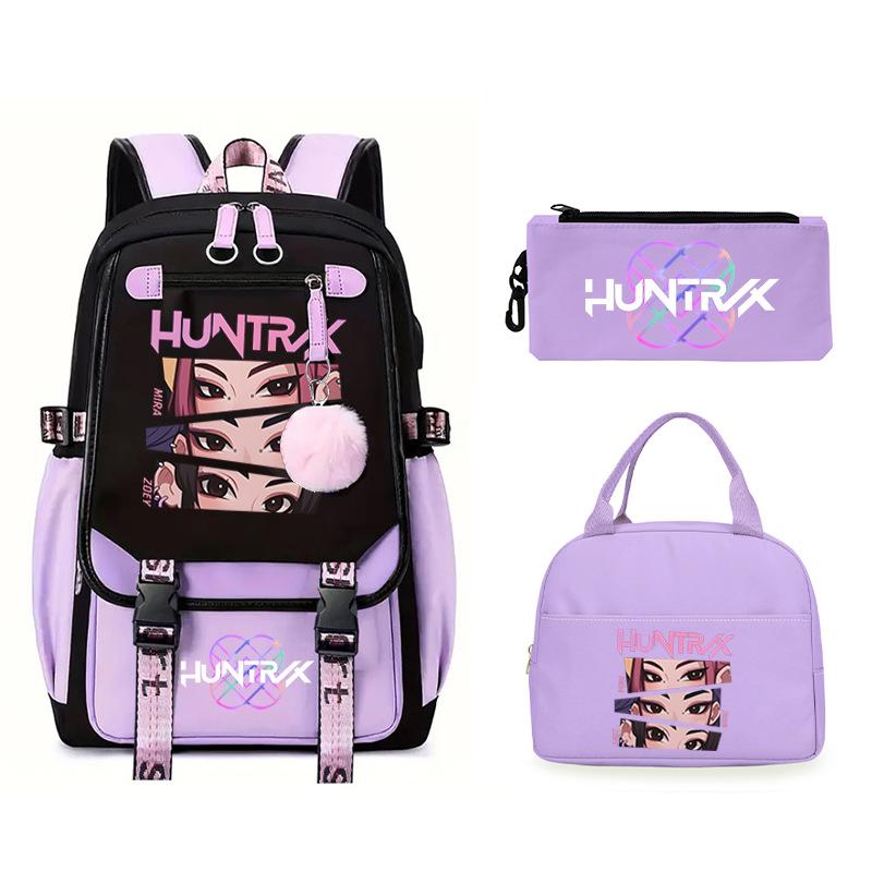 KPop Demon Hunters Rumi Anime Merchandise Backpack and Pencil Case Convenient Backpack for Couples for Business Trips and Travel