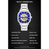 TEVISE Автоматические механические часы для мужчин из нержавеющей стали, водонепроницаемые, скелетон, квадратный циферблат, люминесцентные, модные, деловые, наручные часы