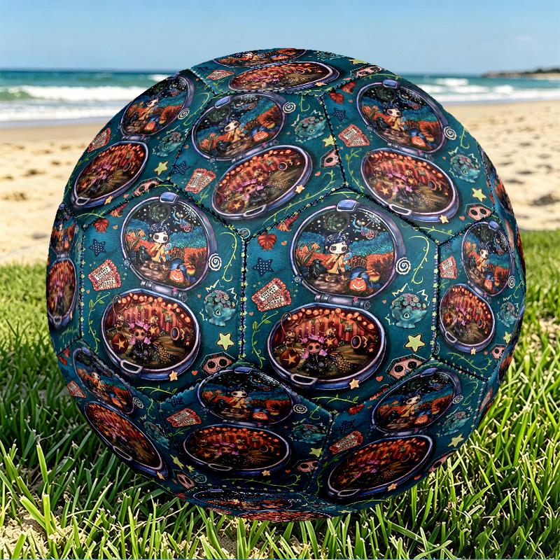 Coraline Print Size 5 Soccer Ball, PU Wear Resistant Football for Match Training and Daily Practice, Birthday Gift for Soccer Fans