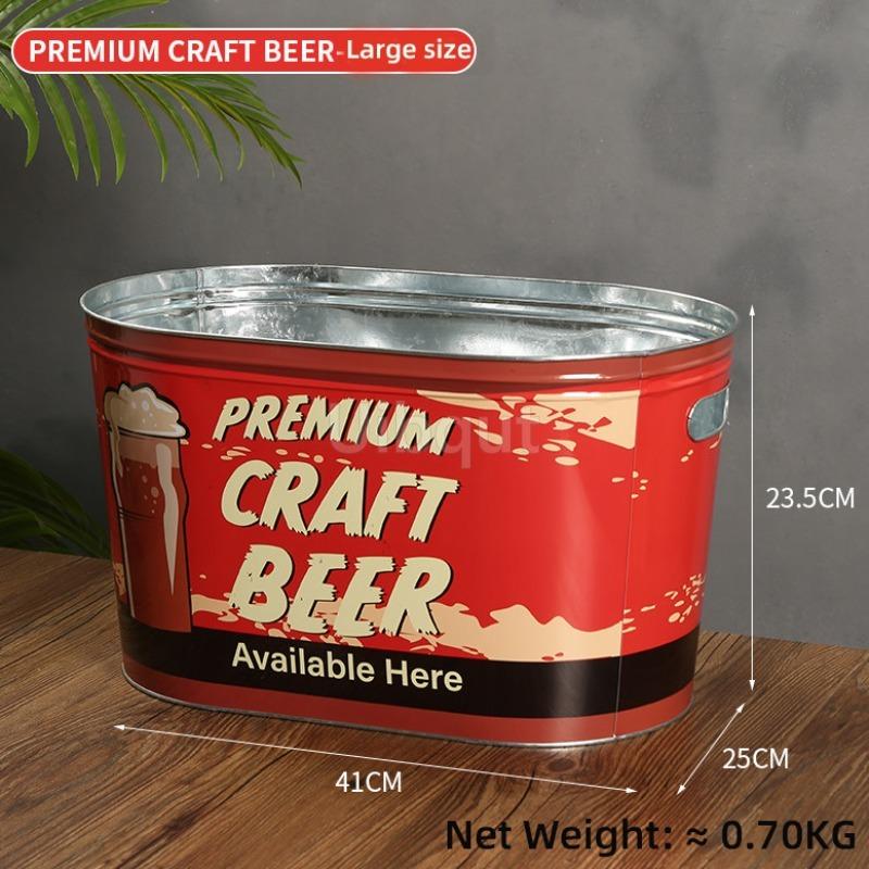 Internet Celebrity Retro Beer Beverage Ice Bucket High Aesthetic Home Handheld Tin Ice Bucket Camping Bar KTV Tonneau En Bois