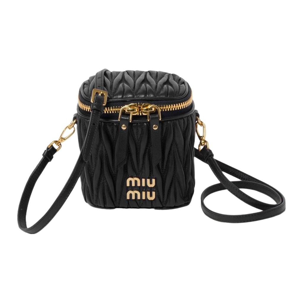 MIU MIU Matelasse Nappa Leather Mini Pouch Black 5NR018-2FPP-F0002