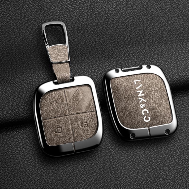 Suitable for Lynk&Co 08 2025 alloy leather car remote control key bag shell protective bag key chain accessories