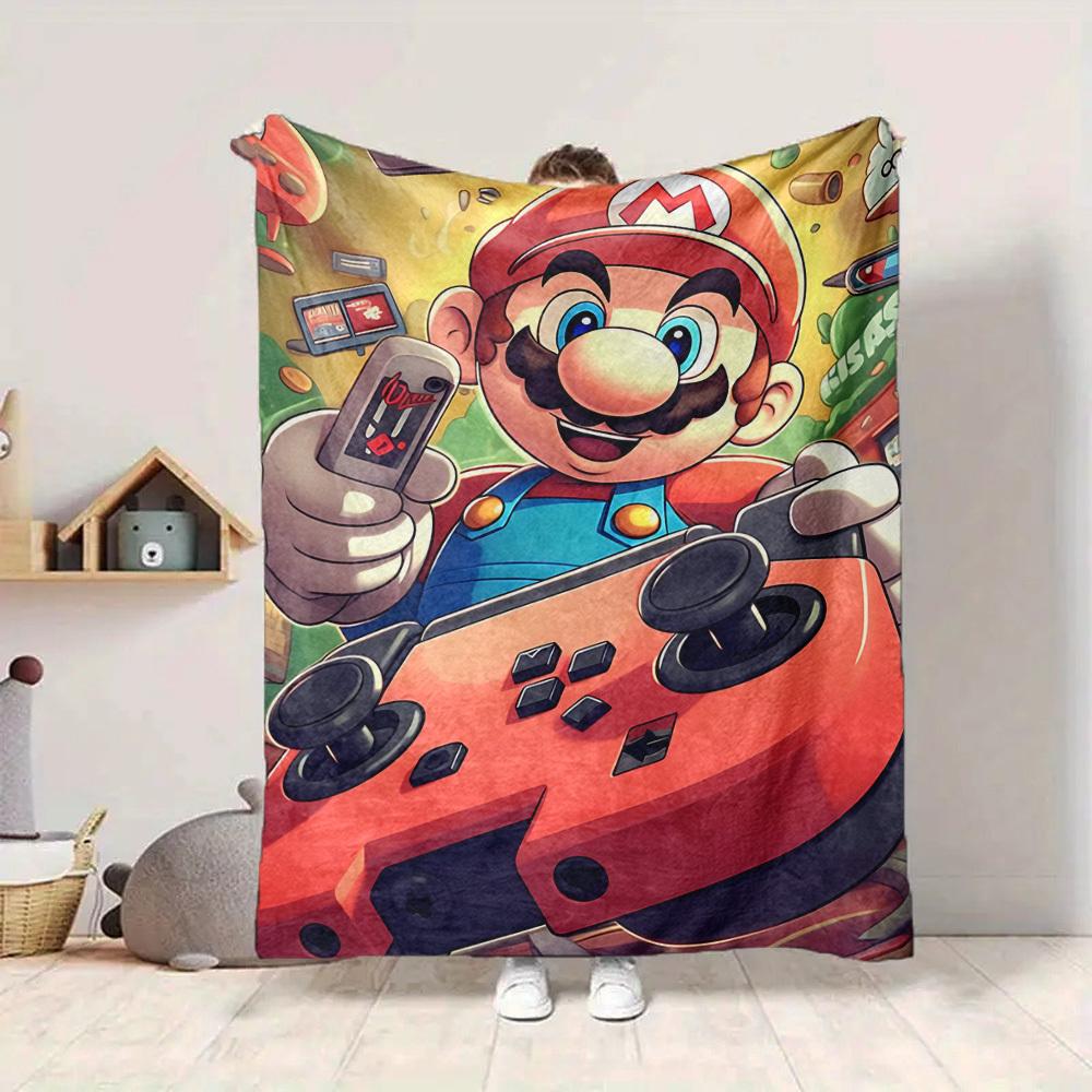 1pc Mario Gamer Console Soft & Warm Flannel Blanket, Multi-Purpose Throw Blanket for Couch, Sofa, Office, Bed, Camping, Travel