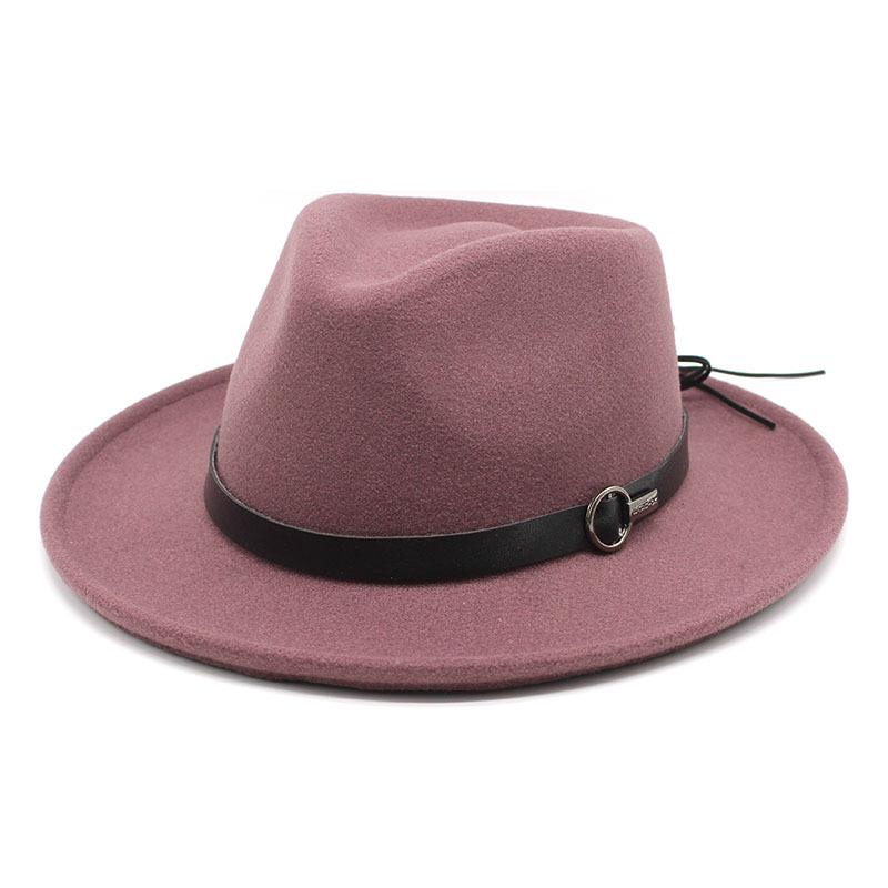 Thick Wool Felt Bell Top Wide Brim Unisex Fedora Hat
