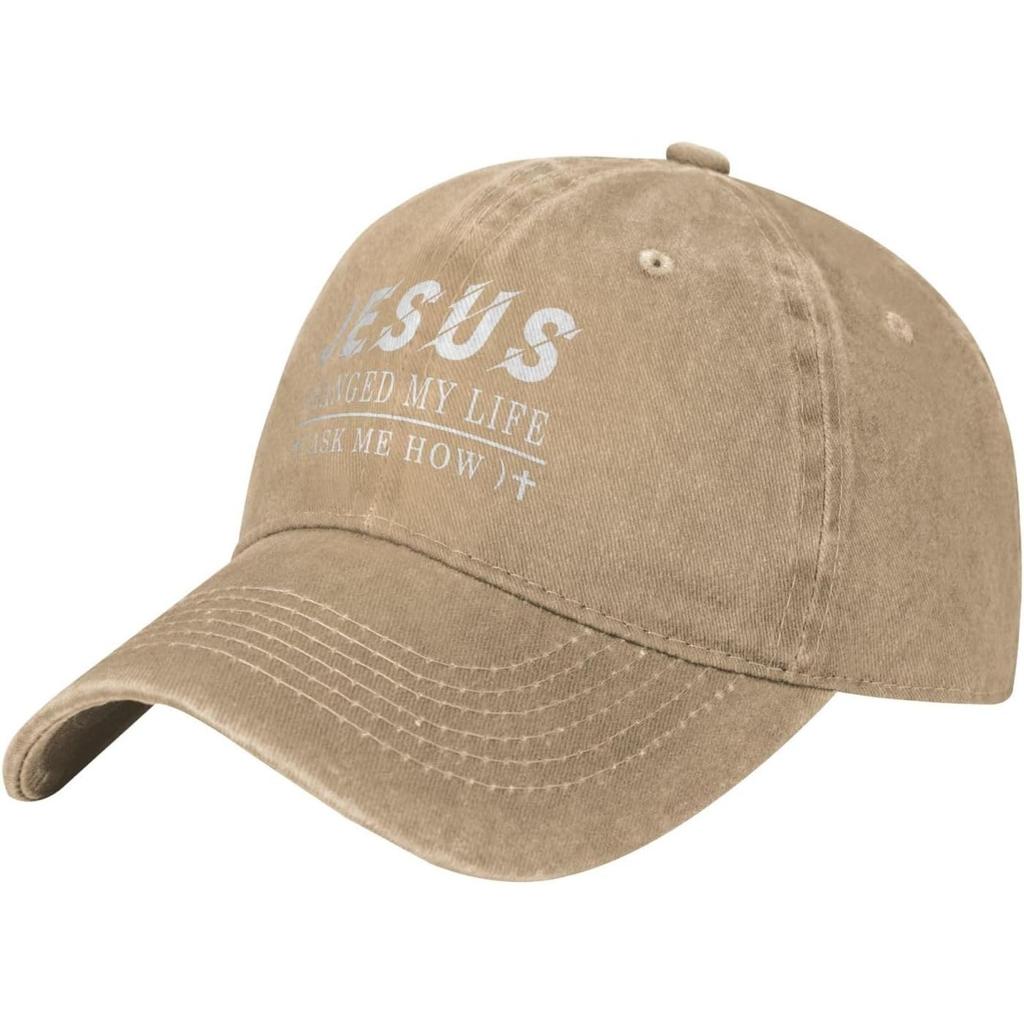 Jesus Changed My Life Christian Washed Baseball Cap Adjustable Outdoor Golf Dad Hat
