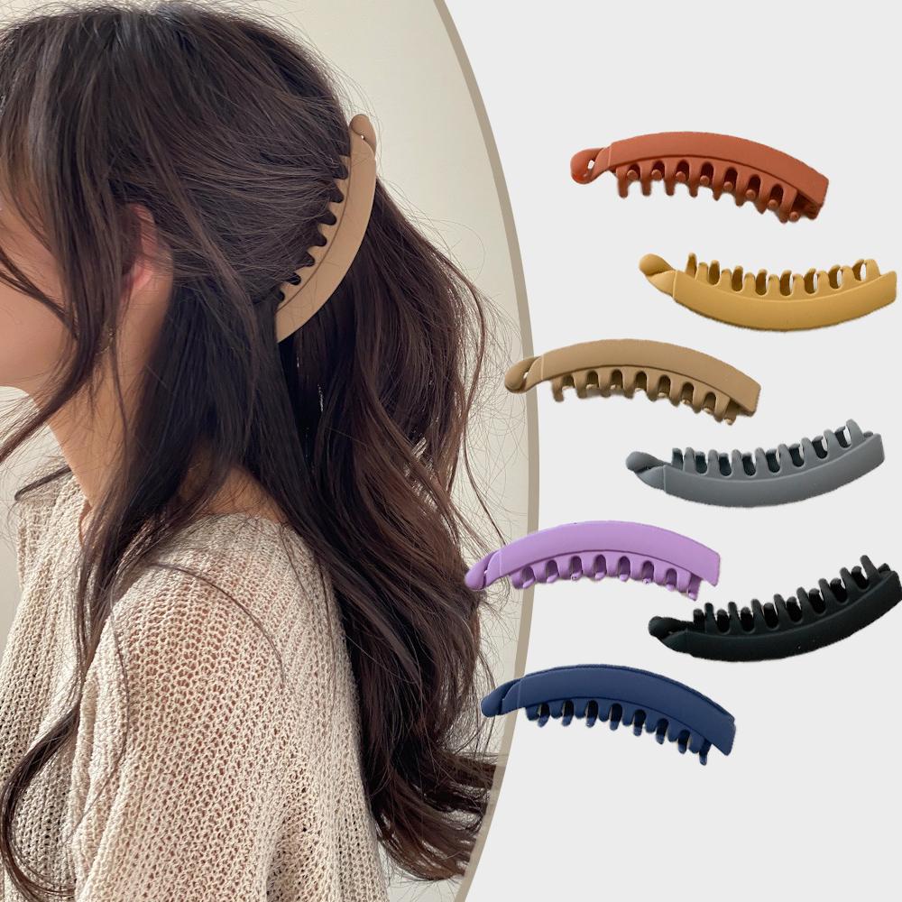 Accessories Fashion Solid Color Barrettes Frosted Banana Clip Hair Clips Ponytail Holder Hair Claws