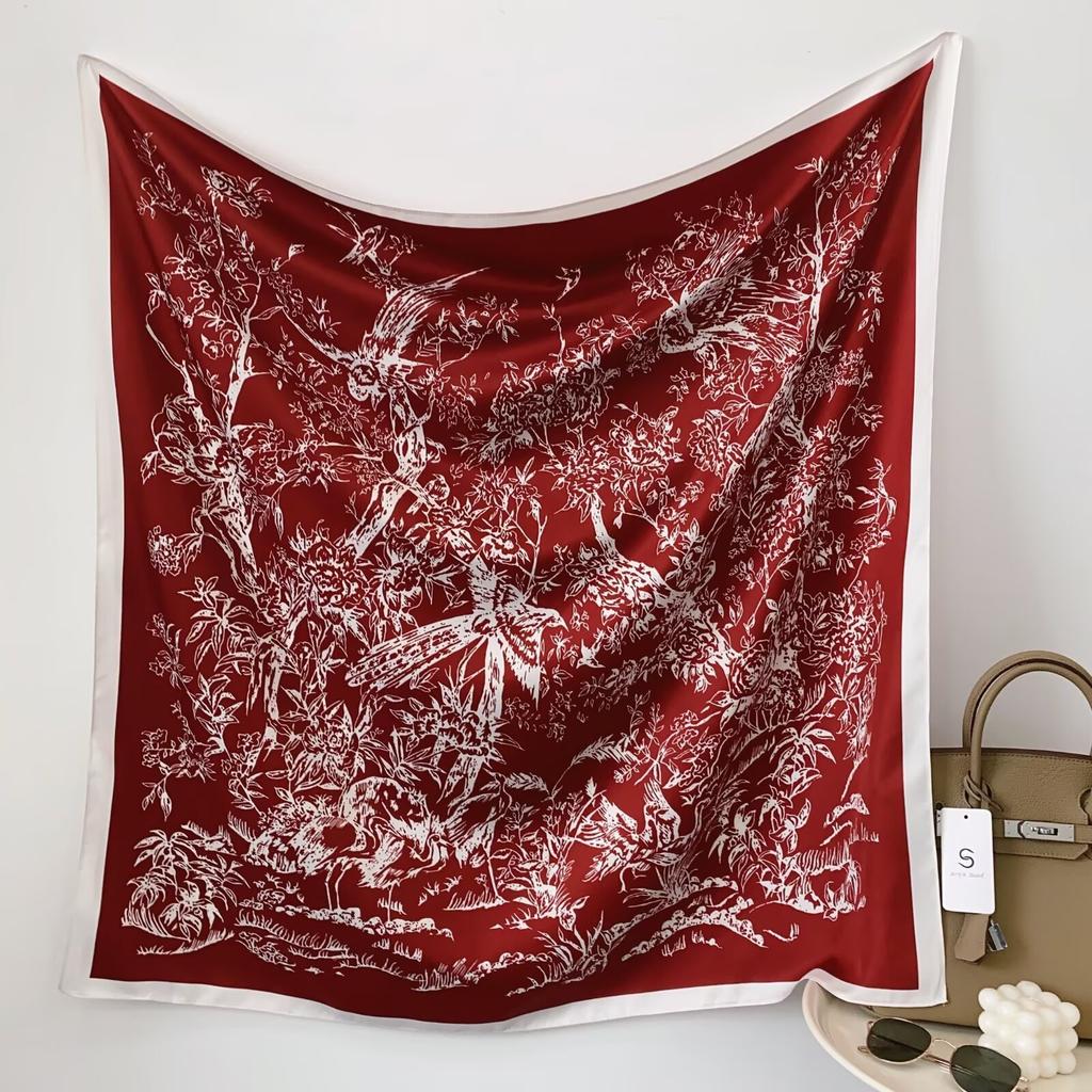 Twill 90 Silk Scarf Simulation Silk Printing Universal Square Scarf For All Seasons