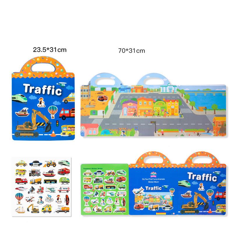 Многоразовая книга-наклейка с героями мультфильмов для детей, несколько сцен, игра-головоломка «сделай сам», обучающие классические игрушки для детей 2–4 лет, подарки