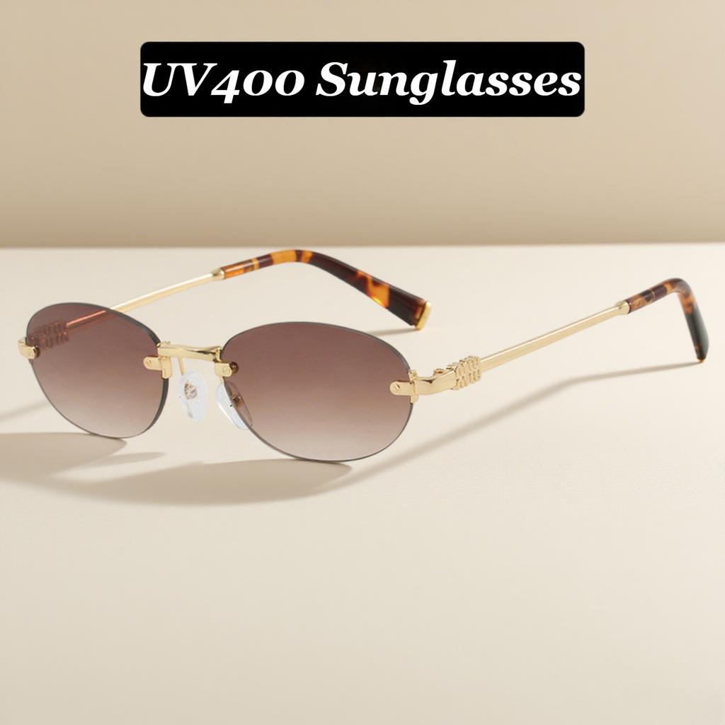 Новые Модные Бескаркасные Овальные Солнцезащитные Очки UV400 Защита от УФ Излучения Модные Уличный Стиль Для Улицы Вождения Путешествий Солнцезащитные Очки
