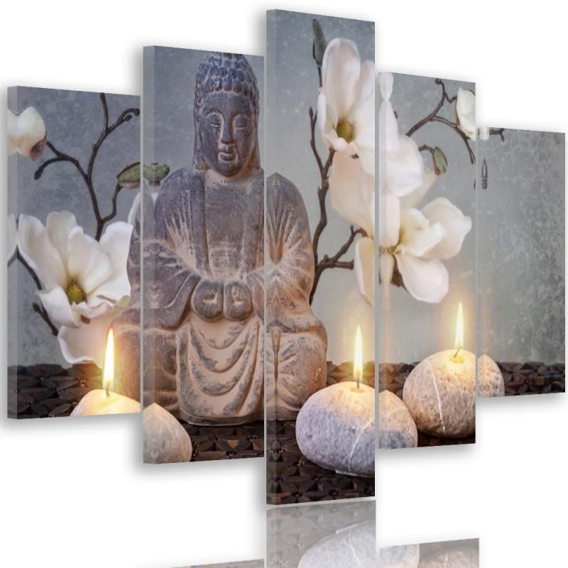 Feeby Five piece picture canvas print, Buddha