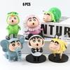 6pcs Crayon Creative Shinchan Cosplay Animal Pvc Figure Toy Kids Model Gift