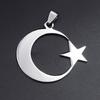 Stainless Steel Crescent Moon Star Necklace Men Women Spiritual Islamic Muslim Pendant Turkish Religious Jewelry