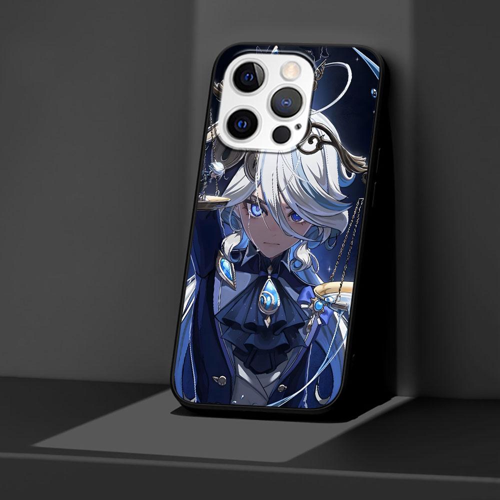 Чехол Genshin Impact Furina для Apple iPhone 14 11 7 SE 2020 8 X XS 13 12 Mini XR 15 Pro Max Силиконовый Черный Мягкий Чехол для Телефона