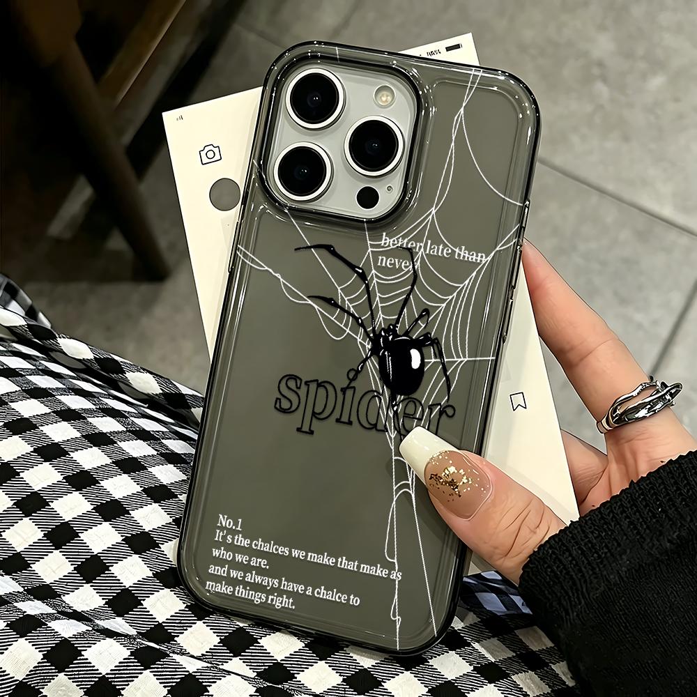 Черный Чехол-Паук для Телефона iPhone 17 Air 16 15 14 Pro 13 12 11 Pro Max 16 Plus Ударопрочный Силиконовый Чехол