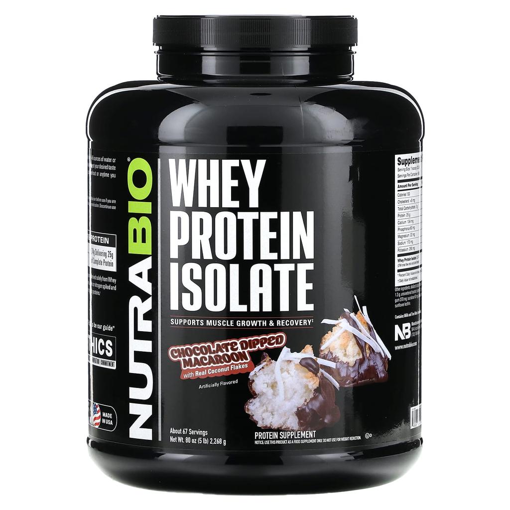 NutraBio Whey Protein Isolate, Chocolate Drip Macaron, 2,268 G (5 Lb)