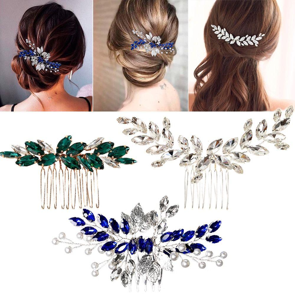 Ornaments Hair Jewelry Crystal Hair Combs Bridal Clips Flower Leaf Headbands Rhinestone Hair Comb