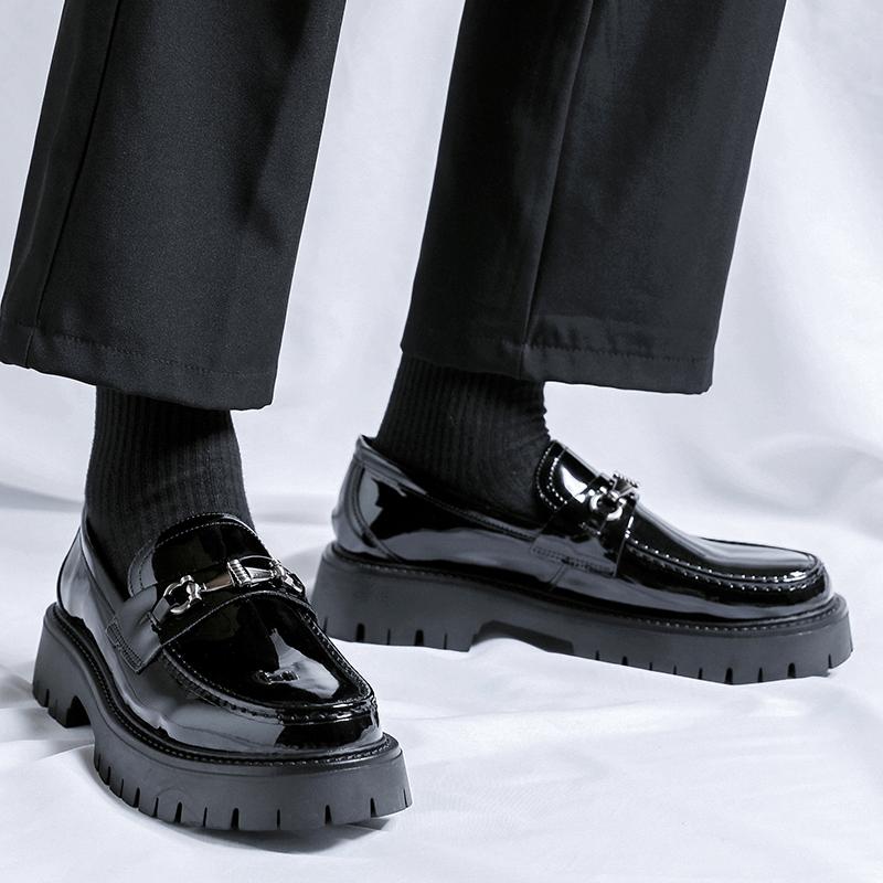Мужские повседневные кожаные туфли на толстой подошве для офиса, отдыха, бизнеса, мужская брендовая официальная обувь, свадебные туфли-лоферы без застежек
