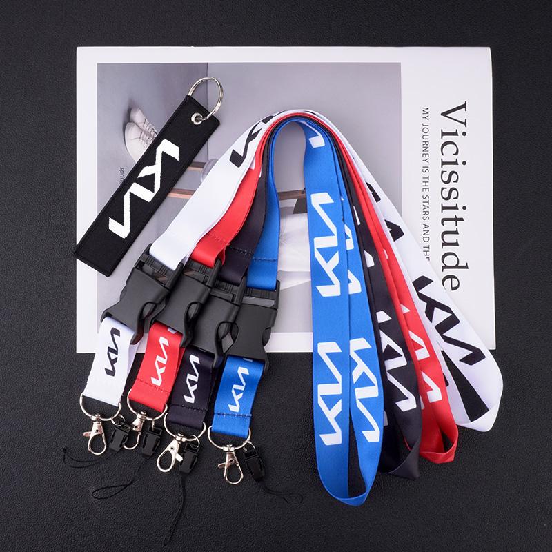 URDV7 Car Keychain Neck Wear ID Card Pass Lanyard Nylon Long Keyring Ribbon For KIA KN Rio Ceed Sportage Cerato Sorento Optima Picanto