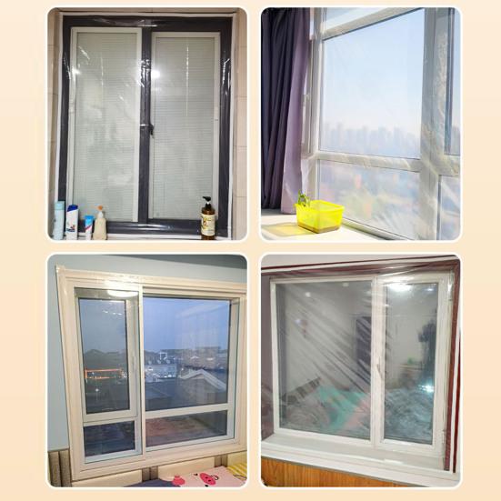 Зимняя изоляционная штора Прозрачная тепловая штора Оконный экран Самоклеящаяся защитная пленка для окон Оконный брезент Keep