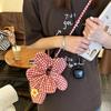 Клетчатая сумка через плечо на шнурке в корейском стиле, вместительная, холщовая, с цветочным принтом, легкая, для женщин, для повседневного использования, сумка для хранения