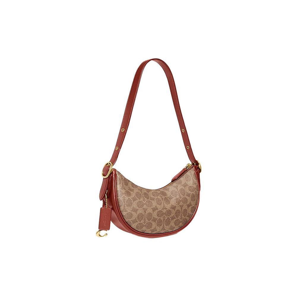Coach Luna 27 Classic Monogram Print Zipper Closure Inside Snap Pocket Leather Tote Shoulder Bag Large Women bags Brown CC440-B4NQ4