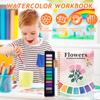 Watercolor Painting Kit for Beginners Step-by-Step Painting Guide with 12 Colors Flower Animal Theme Practice Workbook for Learning Blending