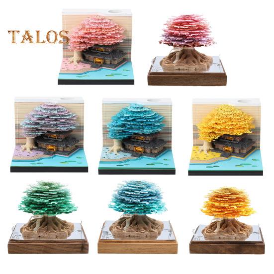 3D-календарь со светодиодной подсветкой, художественная бумажная скульптура, домик на дереве, отрывной календарь с подсветкой, специальное бумажное украшение для рабочего стола