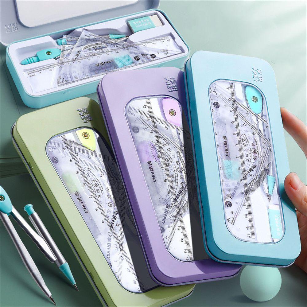 Drawing Compass for Students Compasses Set Geometry Protractor Math Drawing Tool Straight Ruler