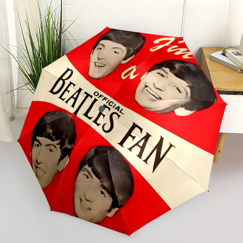1 шт. Зонт-трость с автоматическим открыванием/закрыванием для фанатов Beatles, Складной зонт, 8 спиц, Прочные спицы, Портативный, Компактный, Идеальный подарок на День рождения, Рождество 0809180