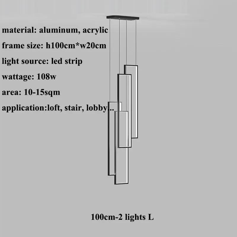Современная минималистская люстра для лестницы, геометрическая прямоугольная светодиодная люстра, скандинавская роскошь, дуплексное чердачное освещение, бытовая техника