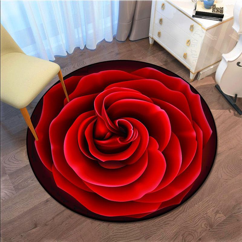 Роскошные коврики круглой формы с узором красной розы, коврик для кухни, прихожей, коврик для спальни, гостиной, мягкий ковер, нескользящий коврик