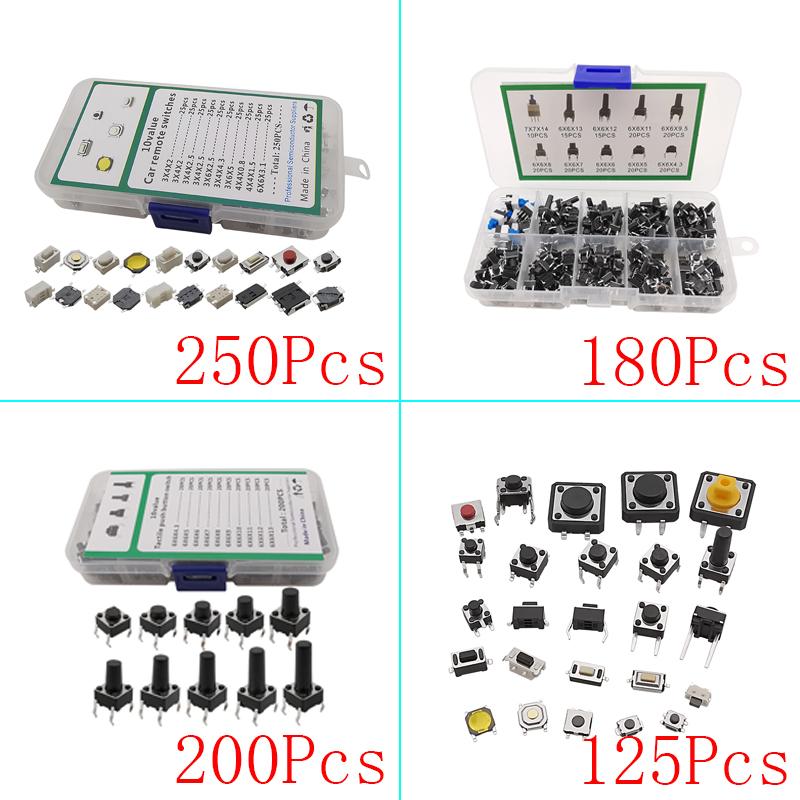SMD DIP Micro Momentary Tact Switch Self-reset Push Button Micro Switch Assortment Kit for Car Remote Control Tablet