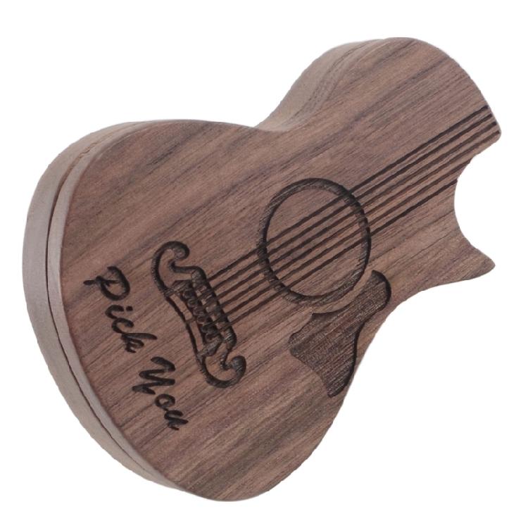 Wood Pick Storage Box Rotating Open Guitar Plectrums Cases Box Light Weight Portable Guitar Pick Holder Enduring