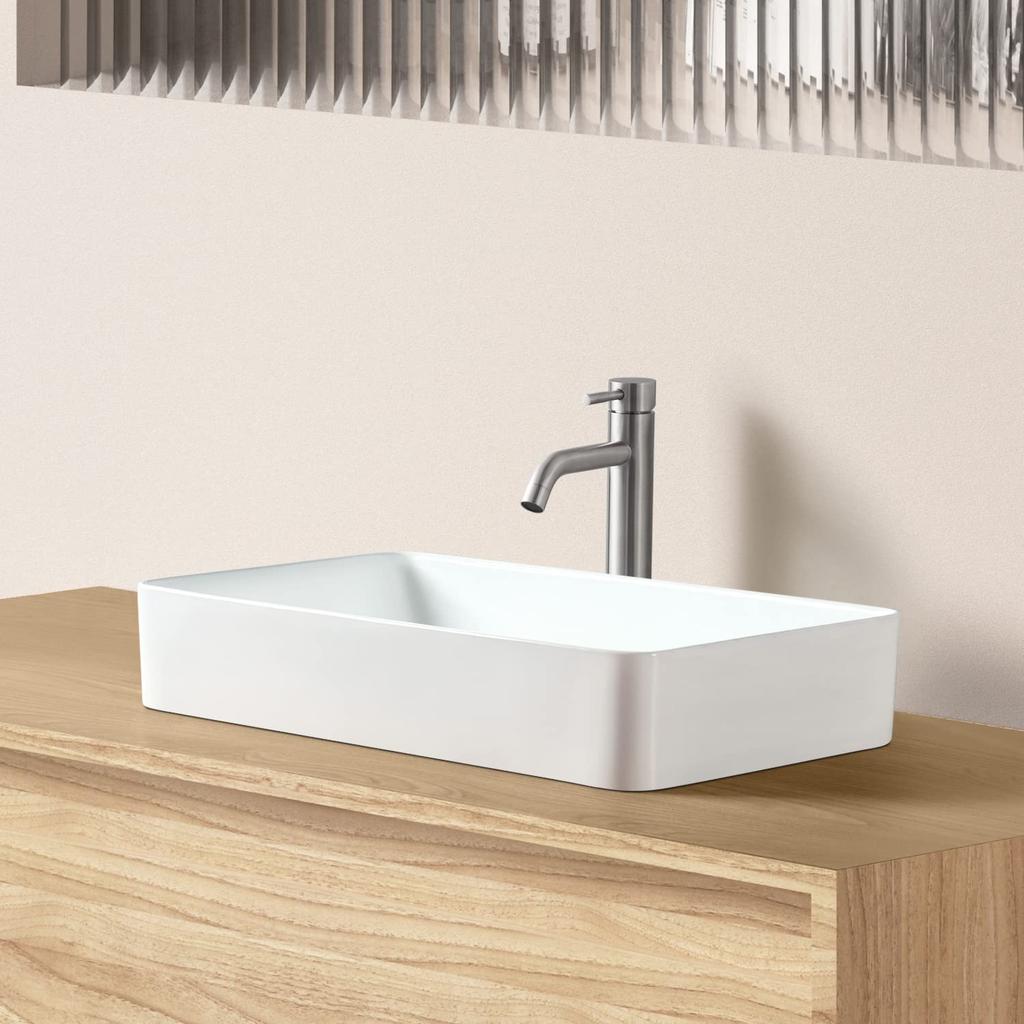 Смешанная большая чаша для мытья, стильная отдельно стоящая керамическая ручная мойка, ручная мойка [включает кран] Набор, умывальник, Тип, чаша, раковина,