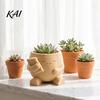 Healing Home Decor Ornament 3D Printed Cute Character Succulent Planter, Sleepy Face Flower Pot with Decorative Holder Pillow, Mini Desktop