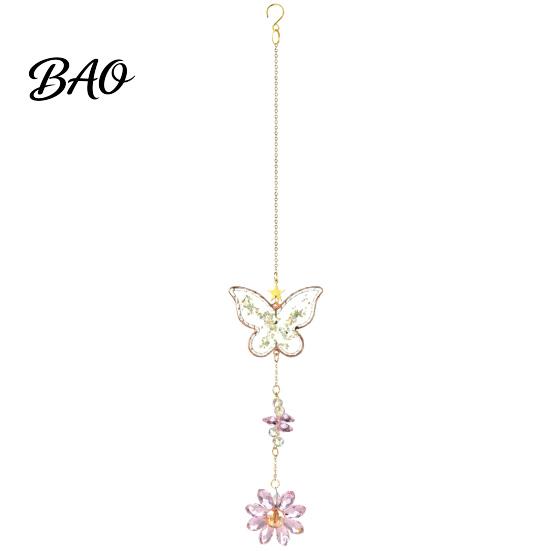 Glittering Window Hanging Butterfly Faux Crystals Suncatcher with Hook, Sun Catcher for Windows, Sparkling Wind Garden Suncatchers Chimes Chain, Prism