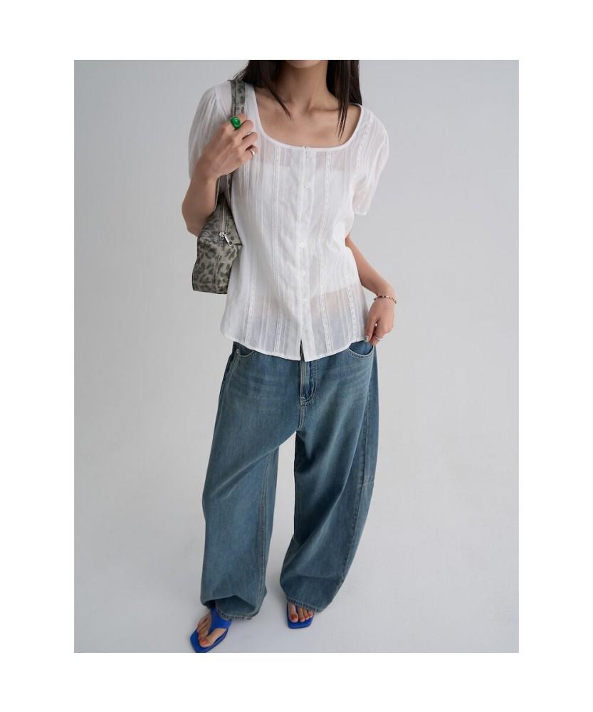 8SECONDS Lace Square Neck Blouse White