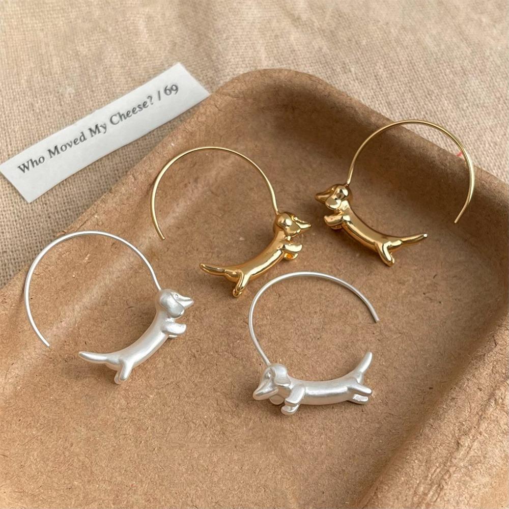 Unique Sausage Dog Earrings Circular Women's Ear Jewelry Dachshund Hoop Earrings  Dachshund Lovers