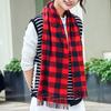 Women Winter Scarf Plaid Print Lightweight Soft Warm Scarf with Tassel Trim Cold Weather Imitation Cashmere Scarf