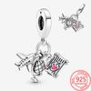 Original S925 Sterling Silver Global Travel Luggage and Camera Dangle Charm Fit Fashion Bracelet Women Exquisite Jewelry Gift