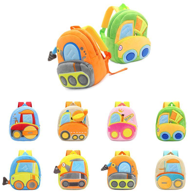 Adorable Kids Plush Backpack With Cartoon Excavator Design For Toddlers And Kindergarten