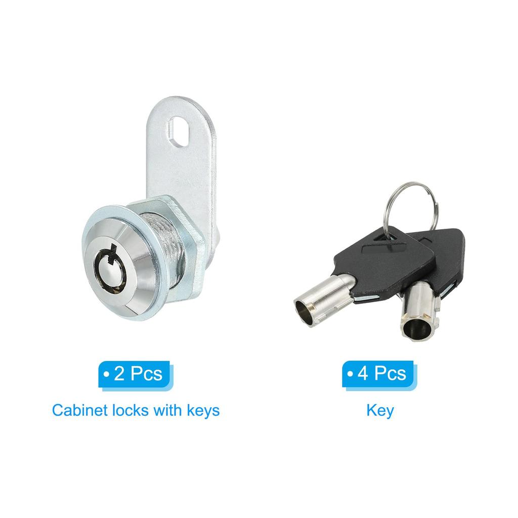Замок для шкафа PATIKIL с ключами, 2 шт., цилиндровый замок с разными ключами, цинковый сплав, хром, замок для ящика, трубчатый кулачок для ящиков шкафов с