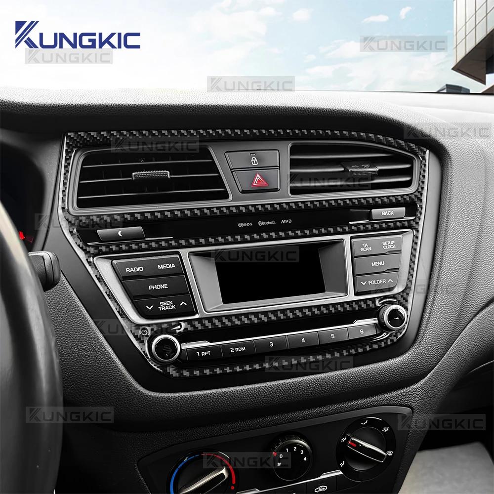 Real Soft Carbon Fiber for Hyundai i20 2015 2016 2017 2018 2019 2020 Center Console CD Panel Frame Cover LHD RHD Accessories