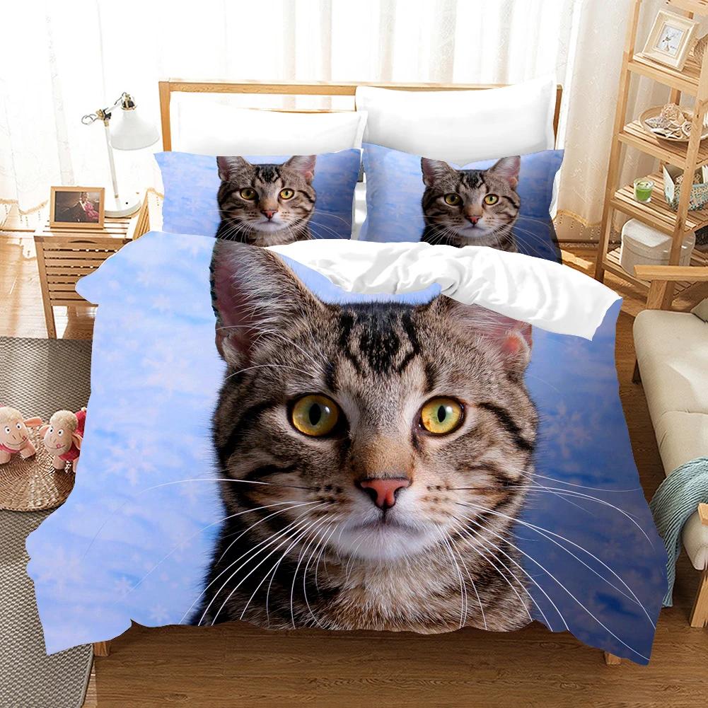 3D Cute Wolves Cat Dog Print Bedding Set Cute Duvet Quilt Cover Wild Animal Tribal Bed Cover With Pillowcases Custom Bed Linen