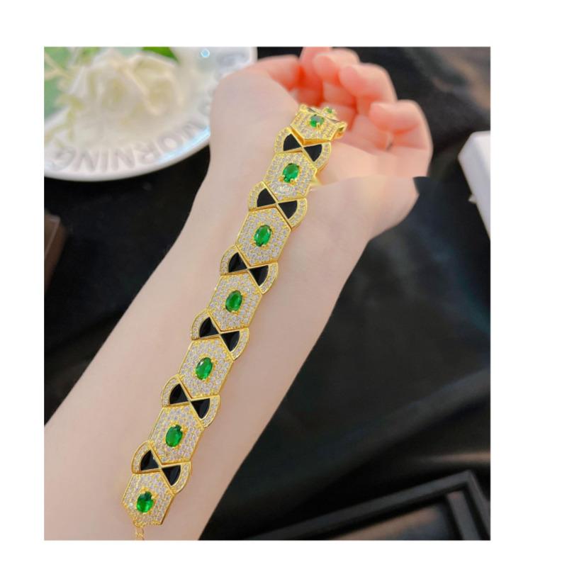 BELLA BOX Французский современный благородный изумрудный браслет с черным лаком, подходящий для женского свадебного банкета, ювелирные изделия высокого класса