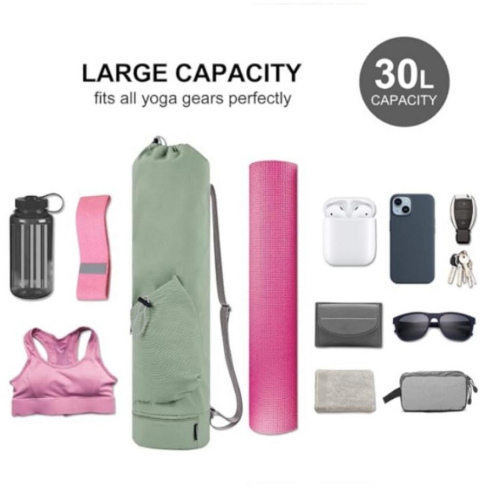 Full-Zip Canvas Exercise Yoga Mat Bag Waterproof Pilates Mat Backpack Yoga Mat Holder Women