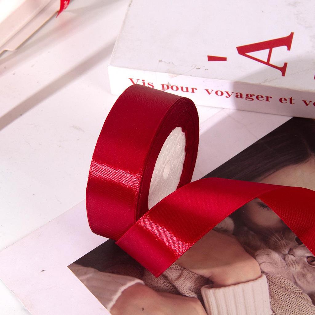 Бордовая Атласная Лента: Китайский красный полиэстер, 0,3-8 см, для праздничных свадебных украшений комнаты